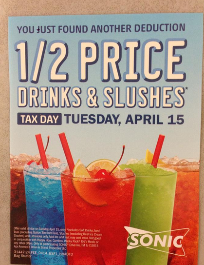 sonic-half-price-drinks-slushies-for-tax-day-4-15-debt-free-spending